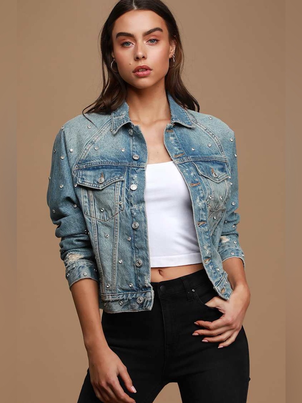 Night after Night Light Wash Rhinestone Oversized Denim Jacket
Free People - Picture 3 of 7
